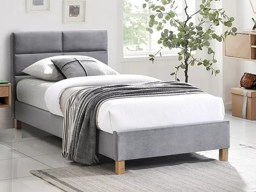 CentrMebel | Ліжко односпальне велюрове 90x200 Sierra Velvet (сірий) 1