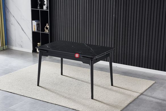 CentrMebel | Стол обеденный раздвижной керамический BONN 130(180)х80 (черный мрамор) 2