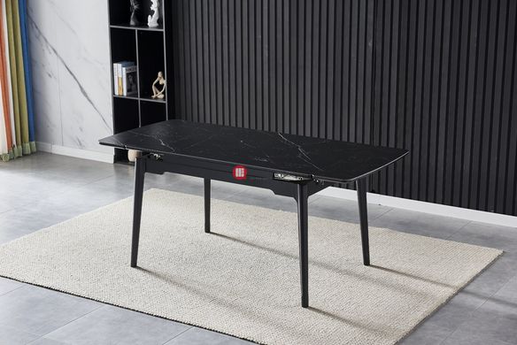 CentrMebel | Стол обеденный раздвижной керамический BONN 130(180)х80 (черный мрамор) 1