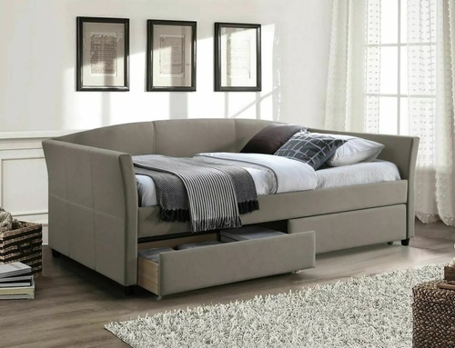 CentrMebel | Ліжко односпальне велюрове з шухлядами для білизни 90x200 Lanta Velvet (темно-бежевий) 1