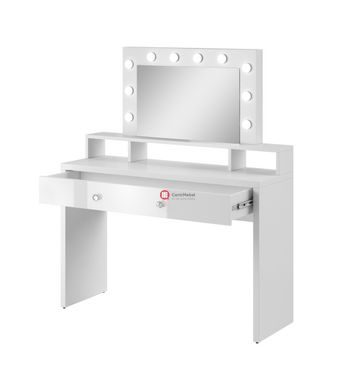 CentrMebel | Туалетный стол с зеркалом ARIA 2497KF49 белый глянец с подсветкой 3