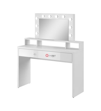 CentrMebel | Туалетный стол с зеркалом ARIA 2497KF49 белый глянец с подсветкой 2