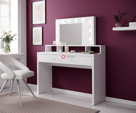 CentrMebel | Туалетный стол с зеркалом ARIA 2497KF49 белый глянец с подсветкой 1