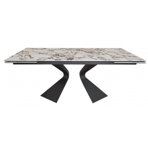 CentrMebel | Стол обеденный прямоугольный раскладной керамический Duna Artic Water 180(260)х90 (белый мрамор) 1