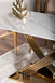 CentrMebel | Стол обеденный прямоугольный керамика (эффект мрамора) 160Х90 HERMES (Белый (эффект мрамора)/Золото) 14