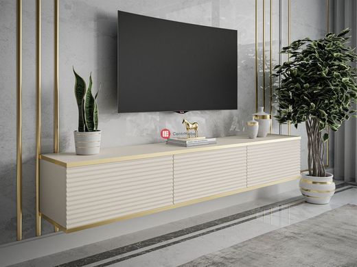 CentrMebel | Тумба під ТВ навісна ORO RTV-175 MDF ламелі (бежевий) 2