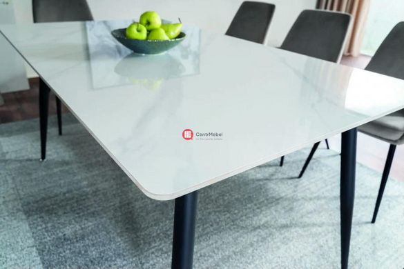 CentrMebel | Стіл обідній нерозкладний керамічний RION 130х70 білий мармур 7