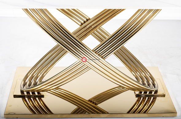 CentrMebel | Стол обеденный прямоугольный керамика (эффект мрамора) 160Х90 HERMES (Белый (эффект мрамора)/Золото) 3