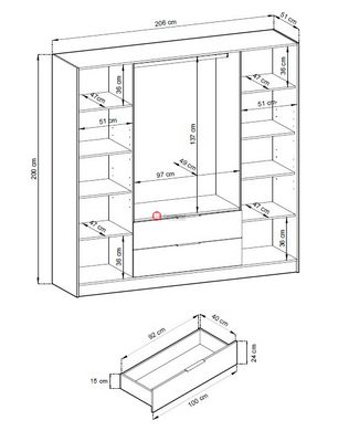 Шафа чотиридверна 206 Kelly 4D (кашемір)