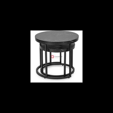 CentrMebel | Комплект журнальных столов круглых МДФ AMARO Черный мрамор 7