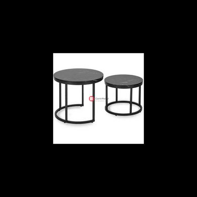 CentrMebel | Комплект журнальных столов круглых МДФ AMARO Черный мрамор 3
