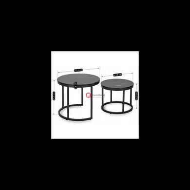CentrMebel | Комплект журнальных столов круглых МДФ AMARO Черный мрамор 4