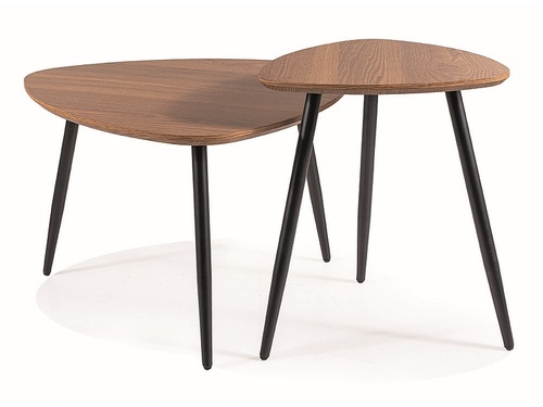 CentrMebel | Журнальный столик деревянный с металлом (комплект) TWIN (Орех/Черный) 1