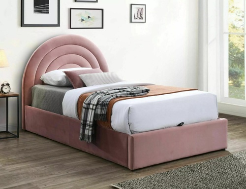 CentrMebel | Кровать полуторная бархатная с подъемным механизмом 120x200 Polly Velvet (розовый) 1