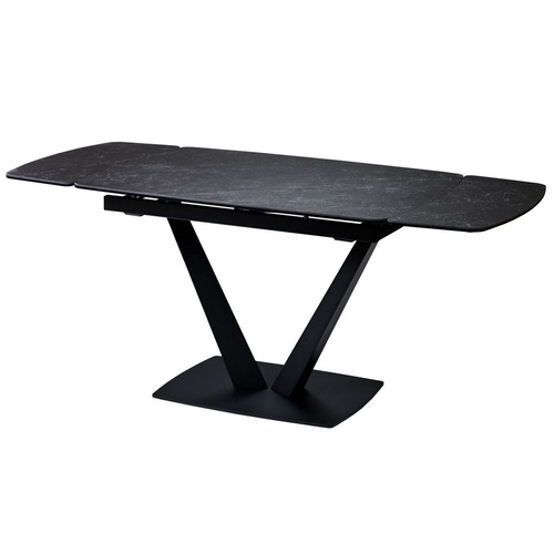 CentrMebel | Elvi Black Marble Стол обеденный керамический 120-180 см (чёрный) 1