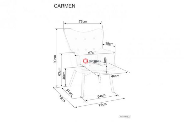 CentrMebel | Крісло для відпочинку CARMEN VELVET (олівковий) 3