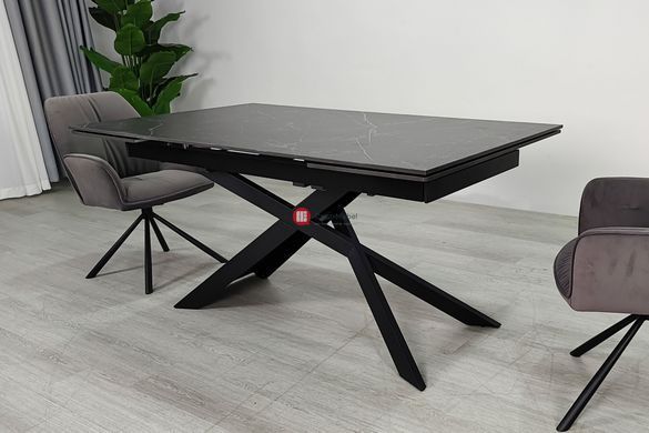 CentrMebel | Стіл обідній розкладний керамічний MADISON 160(240)х90 (чорний мармур) 3