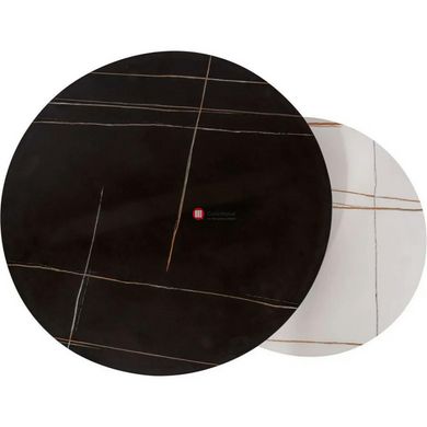 CentrMebel | Комплект журнальних столів круглих керамічних KORA A Чорний мармур + Білий иармур 10