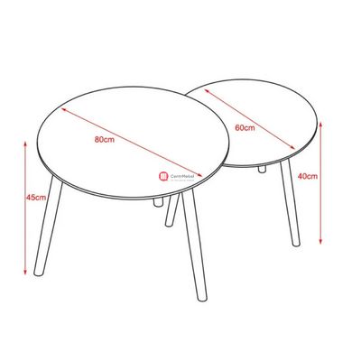 CentrMebel | Комплект журнальних столів круглих керамічних KORA A Чорний мармур + Білий иармур 7