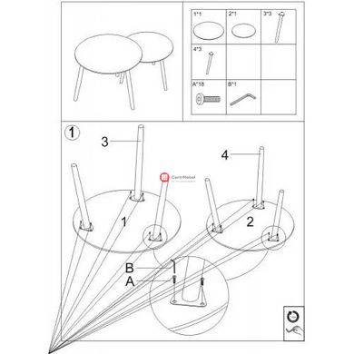 CentrMebel | Комплект журнальних столів круглих керамічних KORA A Чорний мармур + Білий иармур 9