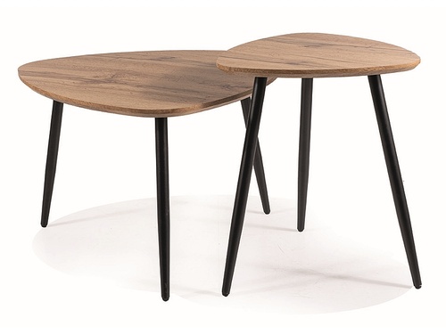 CentrMebel | Журнальный столик деревянный с металлом (комплект) TWIN (Дуб артизан/Черный) 1