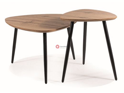CentrMebel | Журнальный столик деревянный с металлом (комплект) TWIN (Дуб артизан/Черный) 1