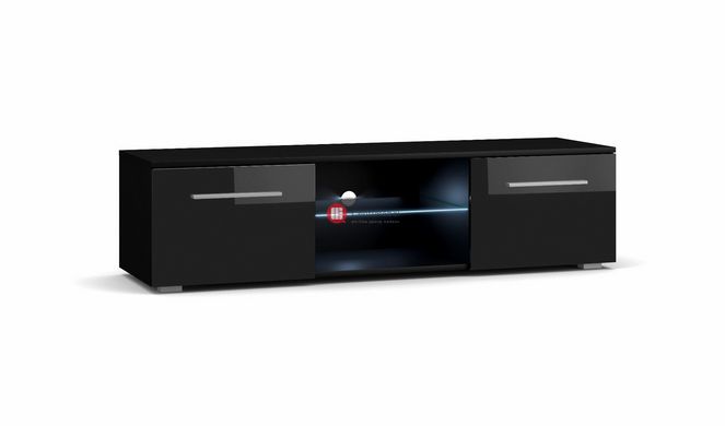 CentrMebel | ТВ Тумба дводверна з освітленням MOON 140 (чорний) 1