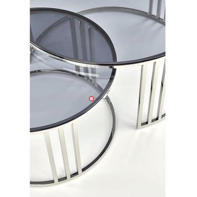 CentrMebel | Комплект журнальних столів круглих скляних VIENNA Димчастий 2