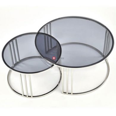 CentrMebel | Комплект журнальних столів круглих скляних VIENNA Димчастий 5