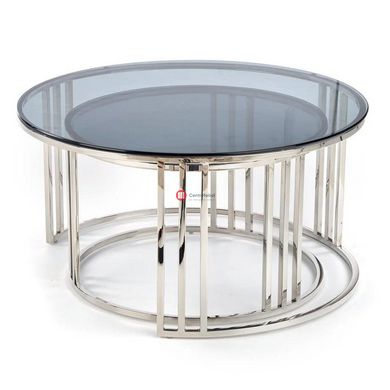 CentrMebel | Комплект журнальних столів круглих скляних VIENNA Димчастий 4
