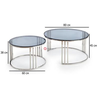 CentrMebel | Комплект журнальних столів круглих скляних VIENNA Димчастий 6