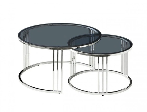 CentrMebel | Комплект журнальних столів круглих скляних VIENNA Димчастий 1