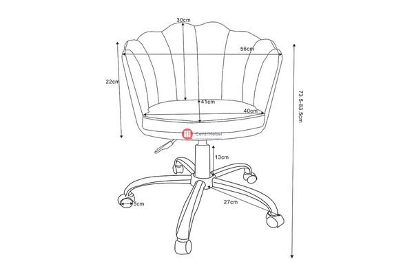 CentrMebel | Крісло офісне обертове ROSE VELVET Сіре BL.14 3