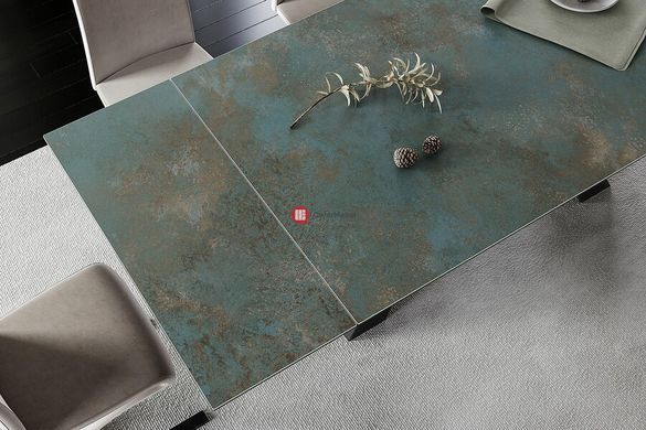 CentrMebel | Стол SALVADORE CERAMIC 160(240)*90 бирюза OSSIDO VERDE/черный мат 7