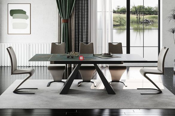 CentrMebel | Стол SALVADORE CERAMIC 160(240)*90 бирюза OSSIDO VERDE/черный мат 8
