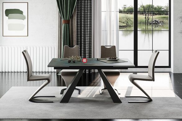 CentrMebel | Стол SALVADORE CERAMIC 160(240)*90 бирюза OSSIDO VERDE/черный мат 6