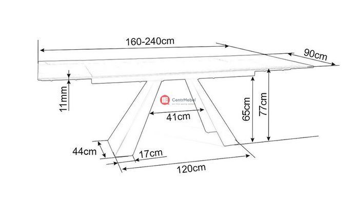 CentrMebel | Стол SALVADORE CERAMIC 160(240)*90 бирюза OSSIDO VERDE/черный мат 11