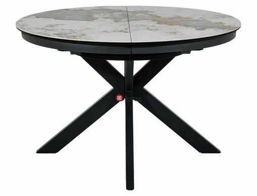 CentrMebel | Стіл обідній розкладний керамічний круглий PORTO CERAMIC 120(160)х120 білий мармур 4