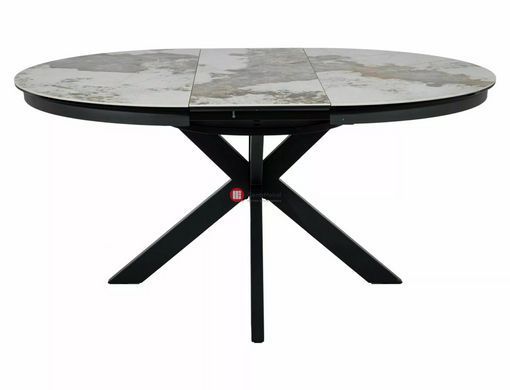 CentrMebel | Стіл обідній розкладний керамічний круглий PORTO CERAMIC 120(160)х120 білий мармур 5