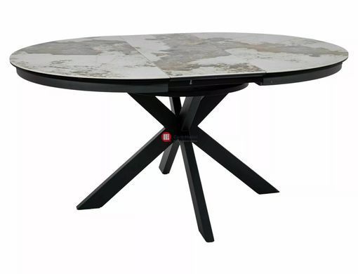 CentrMebel | Стіл обідній розкладний керамічний круглий PORTO CERAMIC 120(160)х120 білий мармур 2
