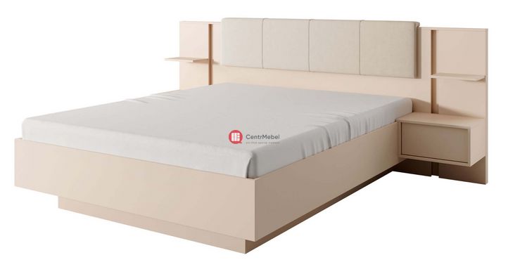 CentrMebel | Кровать с ящиком и прикроватными тумбами 160*200 для спальни DAST (бежевый) 2