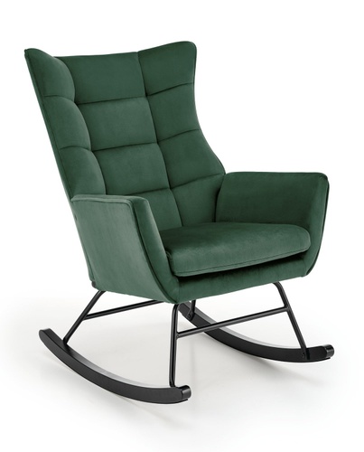 CentrMebel | Кресло качалка бархатное BAZALTO (темно-зеленый) 1