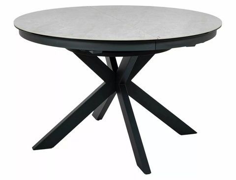 CentrMebel | Стіл обідній розкладний керамічний круглий PORTO CERAMIC 120(160)х120 бежевий мармур 1