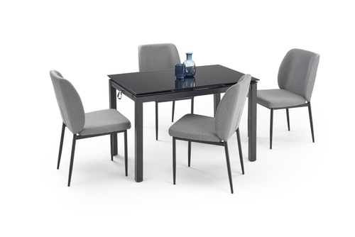 CentrMebel | Комплект в їдальню стіл прямокутний розкладний скляний з 4 стільцями JASPER 110(170)х70 (чорний) 1