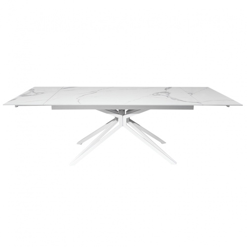 CentrMebel | Стол обеденный прямоугольный раскладной керамический Star Staturario White 160(240)х90 (белый мрамор) 1