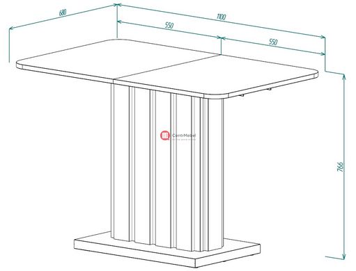 CentrMebel | Стіл обідній прямокутний розкладний з ЛДСП COLIN 110(145)X68 (дуб артізан) 3