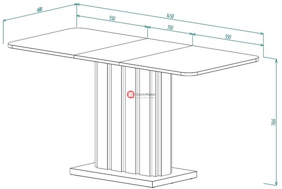 CentrMebel | Стіл обідній прямокутний розкладний з ЛДСП COLIN 110(145)X68 (дуб артізан) 2