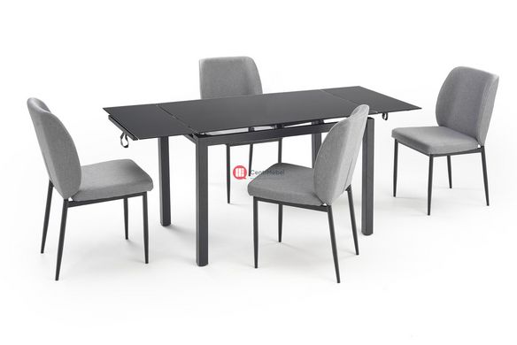 CentrMebel | Комплект обеденный стол прямоугольный раскладной стеклянный с 4 стульями JASPER 110(170)х70 (черный) 2