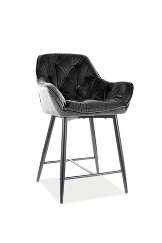CentrMebel | Барний стілець велюровий CHERRY H-2 VELVET (чорний) 1
