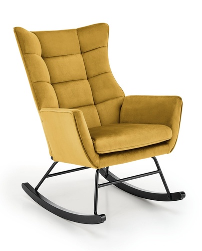CentrMebel | Кресло качалка бархатное BAZALTO (желтый) 1